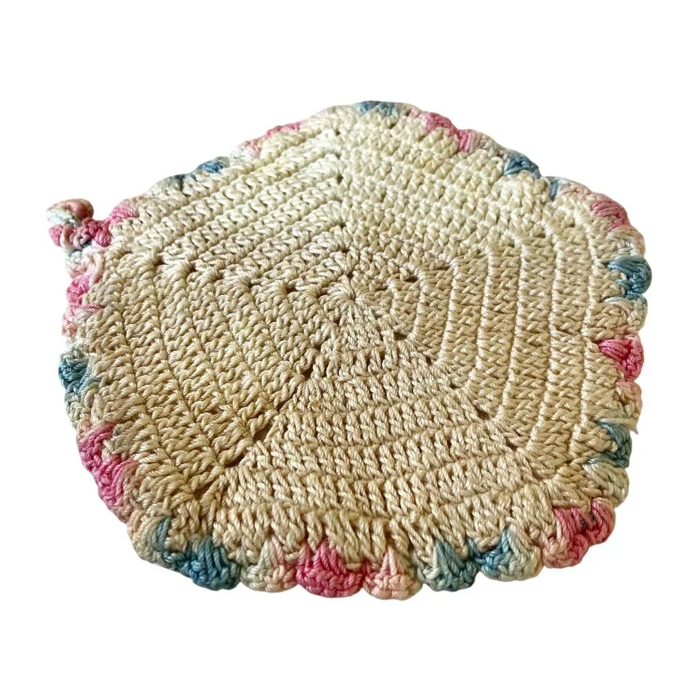 Potholder Hot Pad Hand Crochet Granny Chic Vintage Lot of 3 Small